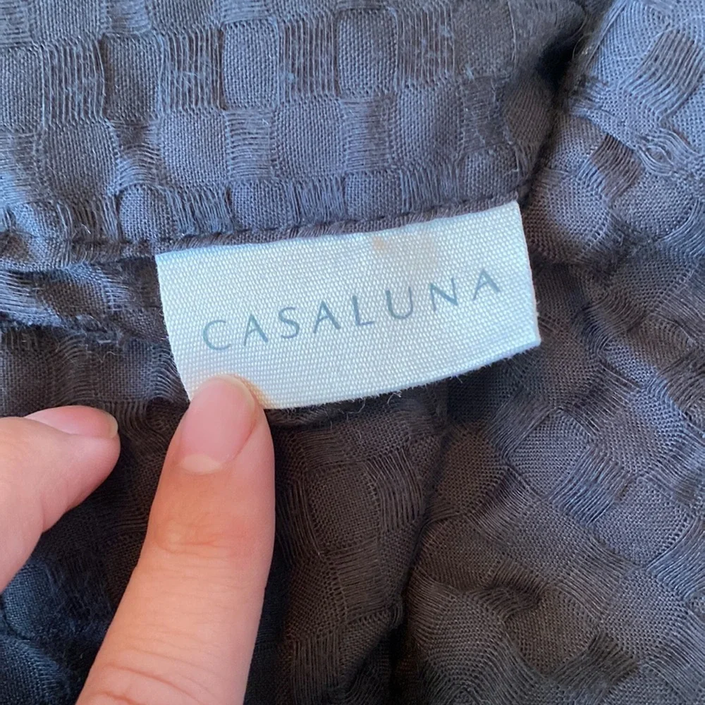Casaluna black waffle knit shower curtain new